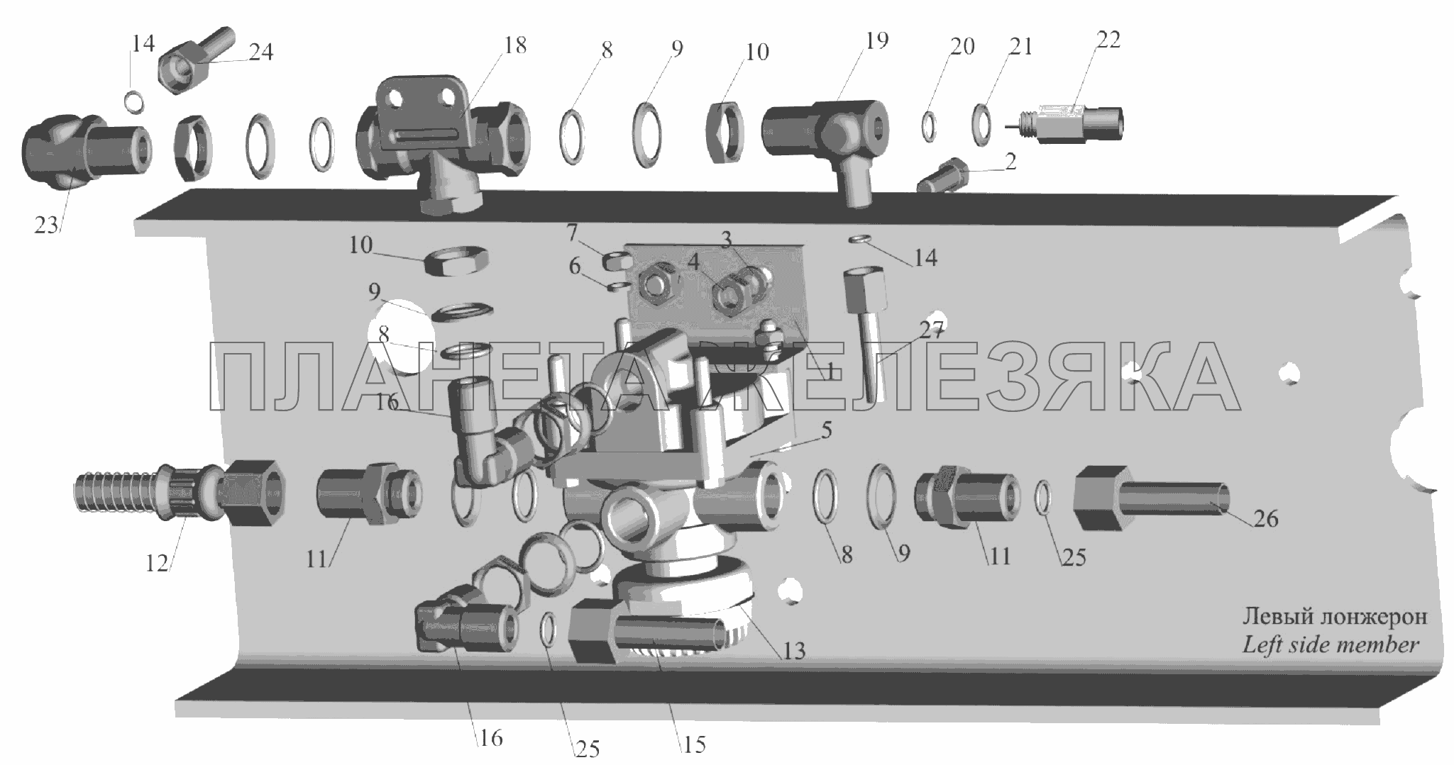 Установка ускорительного клапана 555102-3518004 МАЗ-6303A3, 6303A5